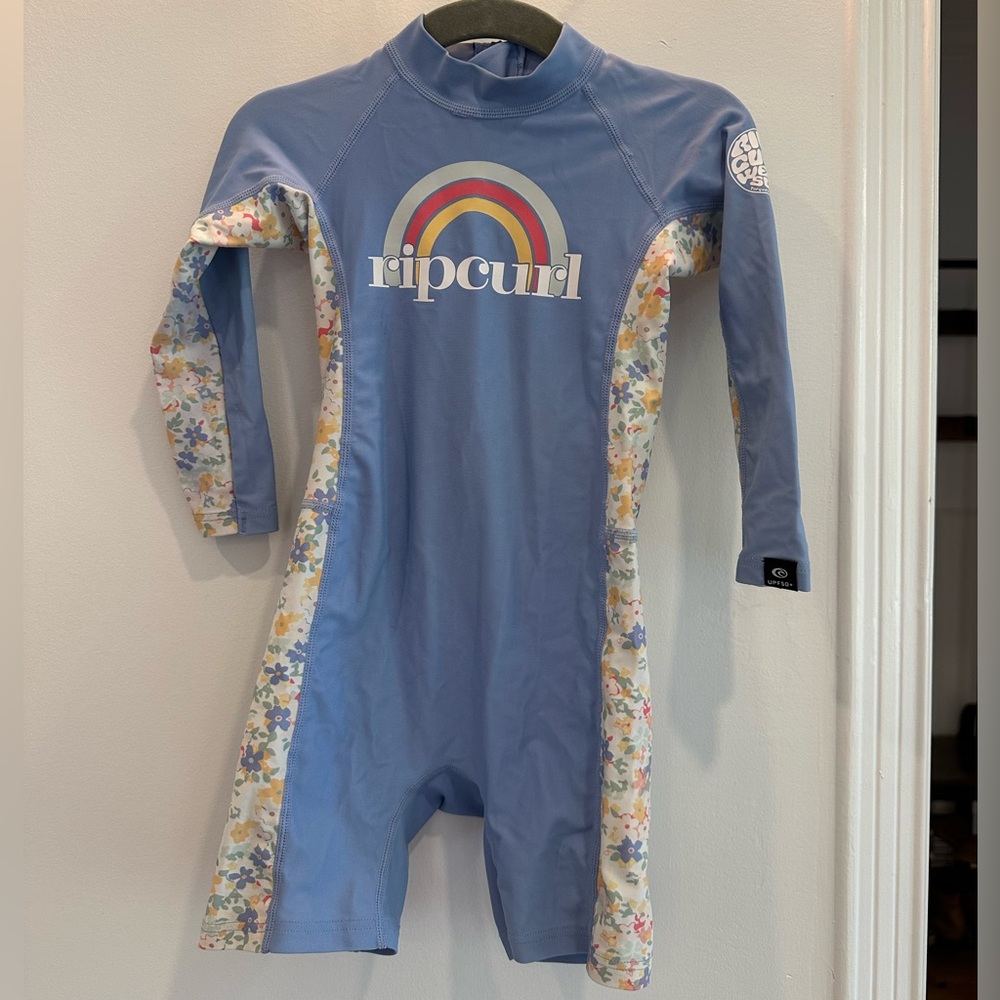Rip Curl Kids Swim Suit SPF50 - Blue with Floral Accents size 3T